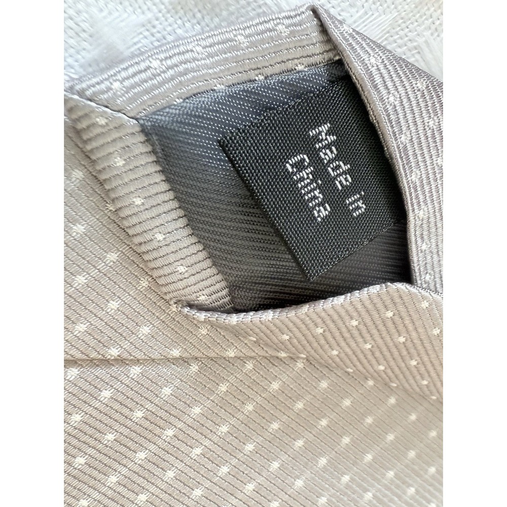 ESQUIRE Mens Tie Gray White Micro Dots 100% Silk Designer Necktie Office Modern - Picture 5 of 7